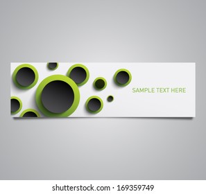 Vector paper banner with a set of circles pattern background. Clean and moden style design for business