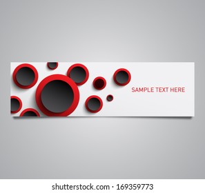Vector paper banner with a set of circles pattern background. Clean and moden style design for business