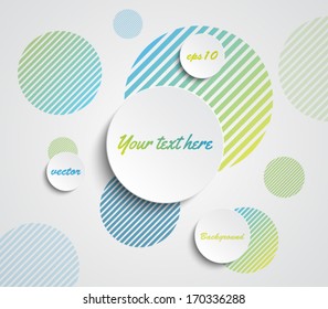 Vector paper banners over striped circles background for business design, infographics, reports, progress, step presentation, number options, websites or workflow layout. Clean and modern style