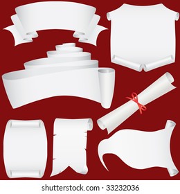 Vector paper banners, scrolls and diploma set (CMYK)
