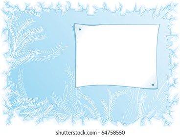 Papel vectorial con fondo azul y borde de hielo