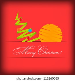 Vector  Paper card with  Christmas tree