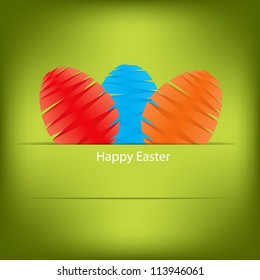 Vector  Paper card with  easter eggs. Vector illustrator.