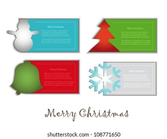 vector paper card label symbol christmas tree snowman bell flake