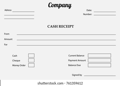 Vector Paper Check, Cash Receipt Or Bill Template