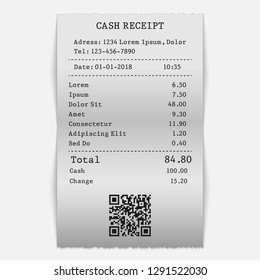 vector paper check, sell receipt or bill template