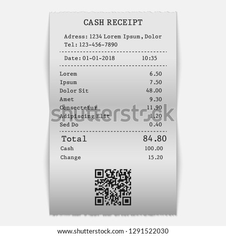 vector paper check, sell receipt or bill template