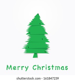 Vector paper Christmas tree card.