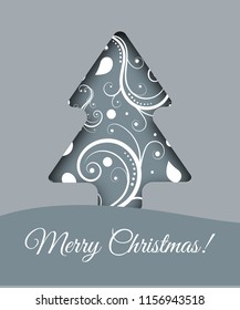 Vector paper christmas tree. Design element for holiday cards.