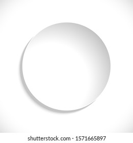 Vector paper circle sticker isolated on white background. Empty white paper