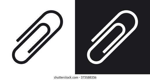 Vector paper clip icon. Two-tone version on black and white background
