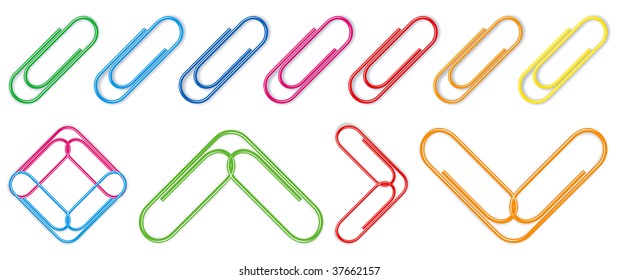 Vector paper clip set on white background