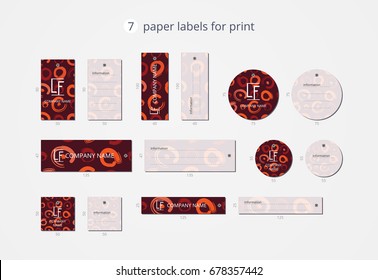 Vector paper clothing labels for print with strange circles