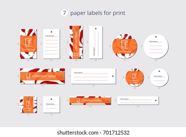 Vector paper clothing labels for print with pattern pepper chili in origami style