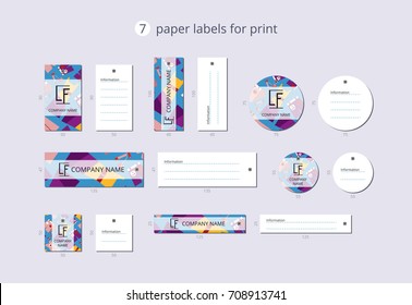 Vector paper clothing labels for print with pattern women's clothing set