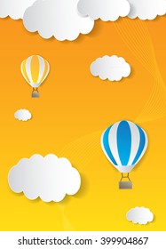 Vector paper clouds and balloons