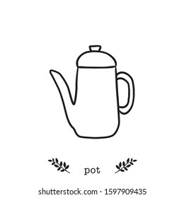 Vector paper coffee pot  icon in  hand drawn style