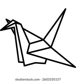 a vector or a paper crane in black and white coloring
