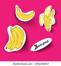 Vector paper cut banana set
