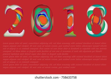 Vector paper cut for christmas and new year 2018 background design greeting card.