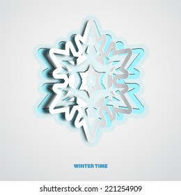 Vector paper cut christmas snowflake on a white background
