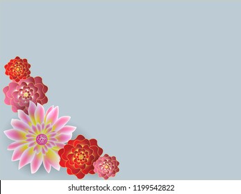 Vector paper cut design with flower composition. Banner with paper flowers for online shopping, advertising actions, magazines and websites. Vector illustration.