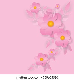 Vector paper cut design with flower composition.