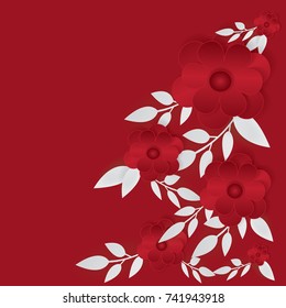 Vector paper cut design with flower composition.