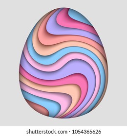 Vector paper cut egg modern illustration. Trendy craft style picture. 3d effect imitation