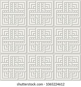 Vector paper cut geometric modern background. Trendy craft style illustration. 3d effect imitation