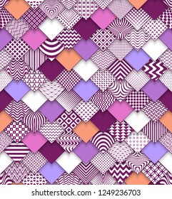 Vector paper cut geometric modern background. Trendy craft style illustration. 3d effect imitation