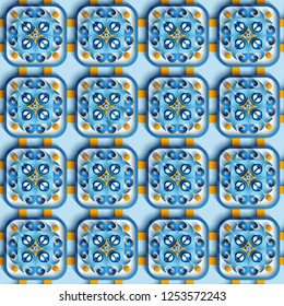 Vector paper cut geometric modern background. Trendy craft style illustration. 3d effect imitation