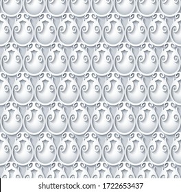Vector paper cut geometric modern background. Trendy craft style seamless pattern. 3d effect imitation