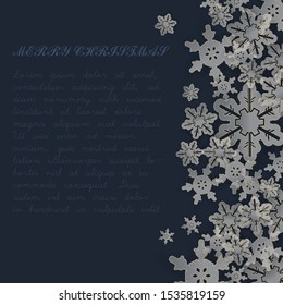 vector paper cut with golden snow on a blue background  Used fro media and greeting cards in the Christmas and New Year