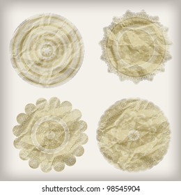 vector paper cut golden snowflakes, crumpled paper texture, can be used separately