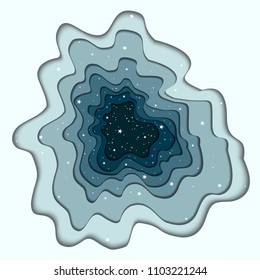 Vector paper cut illustration of a black hole in cosmos