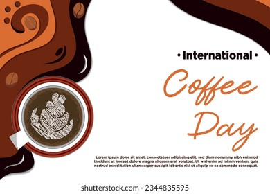 Vector Paper Cut International Coffee Day With Elegant Style Illustration