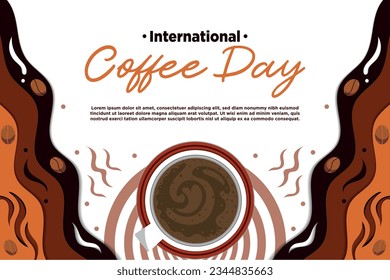 Vector Paper Cut International Coffee Day With Fun Style Illustration