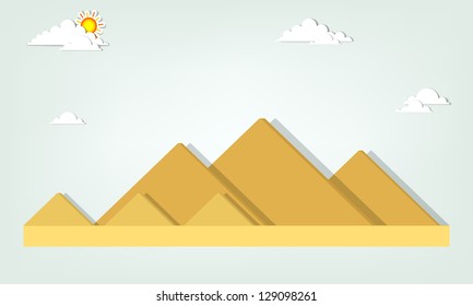 vector paper cut landscape with the Egyptian pyramids