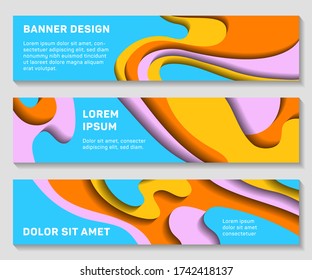 Diseño de diseños de corte de papel vectorial para presentaciones, volantes, afiches. Fondos 3D de moda con formas en papel. Plantillas de corte de papel vertical para banner, portada de folleto, diseño de folletos.