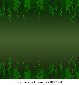 Vector paper cut leaves. Tropical background with green palm leaves. Seasonal poster in trendy paper cut style. Design template for print or web.