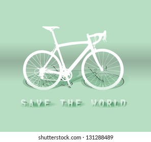 Vector paper cut- out Bicycle with "save the world",EPS 10