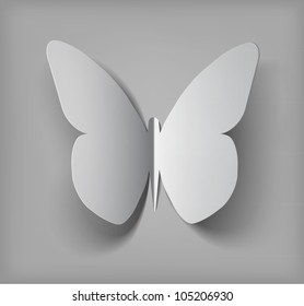 Vector paper cut- out butterfly illustration with vector  shadows