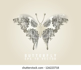 Vector paper cut- out butterfly ,EPS 10