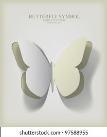 Vector  paper cut- out butterfly illustration with smooth,  the  shadows are pure vector