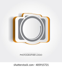 Vector paper cut out photo camera illustration. Photographer idea. Creative concept. Lens icon. Modern isolated picture, web-design symbol, advertisement, poster, banner, corporative logo. 