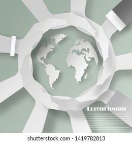 Vector paper cut for peace day's.abstract background with map of the world