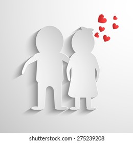Vector Paper Cut People and Hearts. 