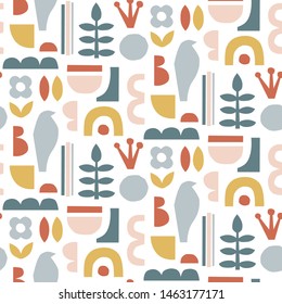 Vector paper cut pieces. Trendy abstract Paper shapes. Hand drawn modern seamless pattern.