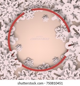  Vector paper cut with snowflakes. Template may be used for laser cutting. Suitable for christmas paper cards, design elements, scrapbooking. Vector illustration.